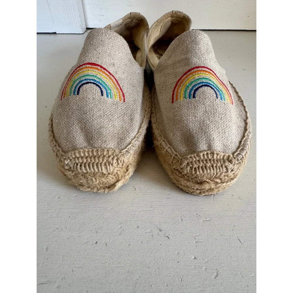 Soludos x Ash Kan rainbow print espadrile flats size 7.5